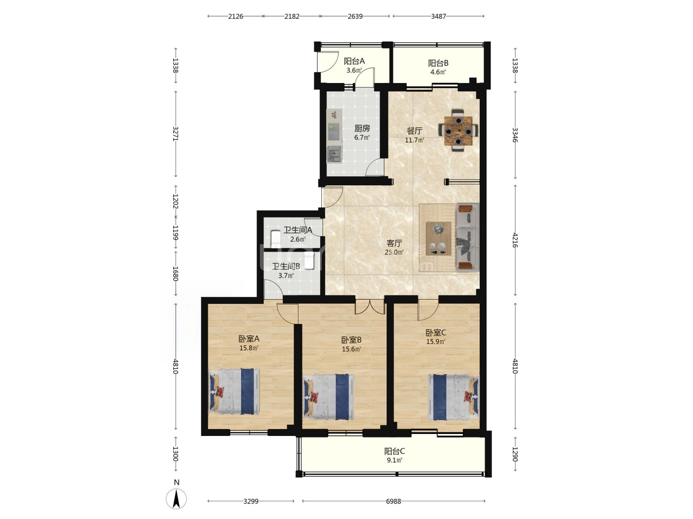 推推99北京房产网康鸿家园出租房房源图片