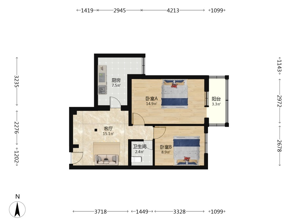 推推99北京房产网和平西街23号院出租房房源图片