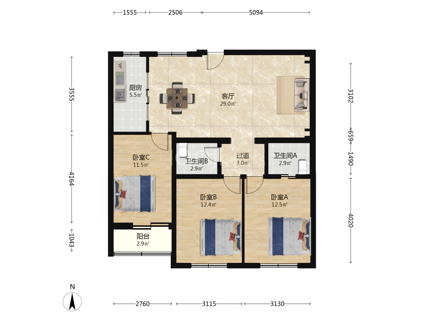 推推99北京房产网胜古家园出租房房源图片