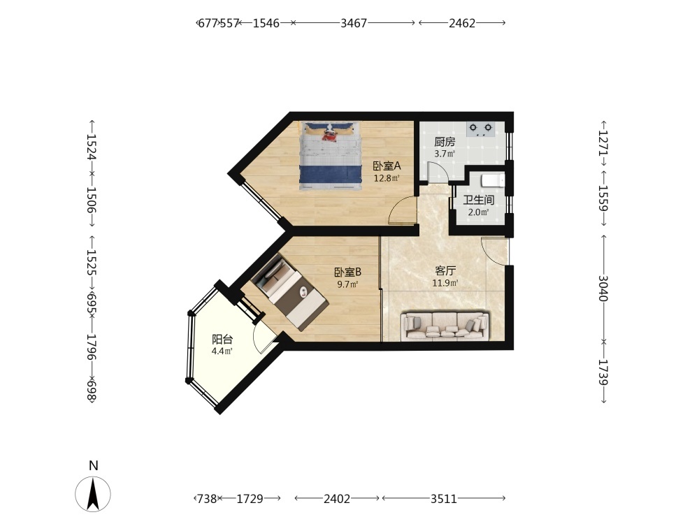 推推99北京房产网兴化路2号院出租房房源图片