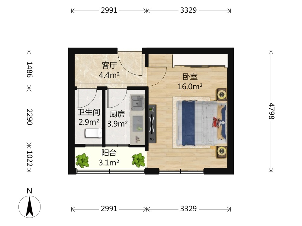 推推99北京房产网青年湖东里出租房房源图片