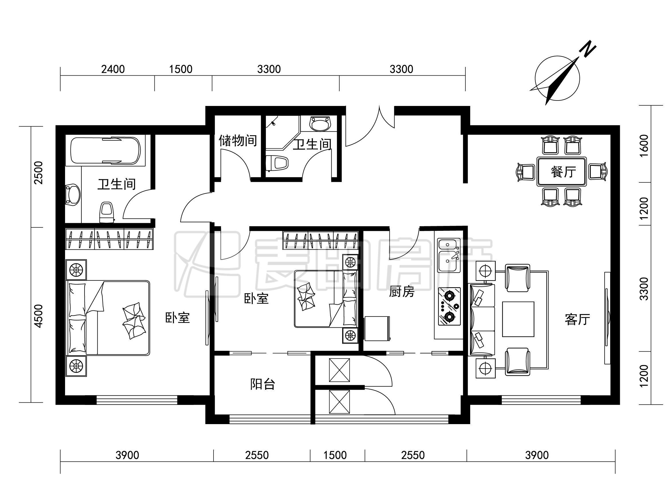 华鼎世家 全南向大两居 户型方正 装修好 居住舒适